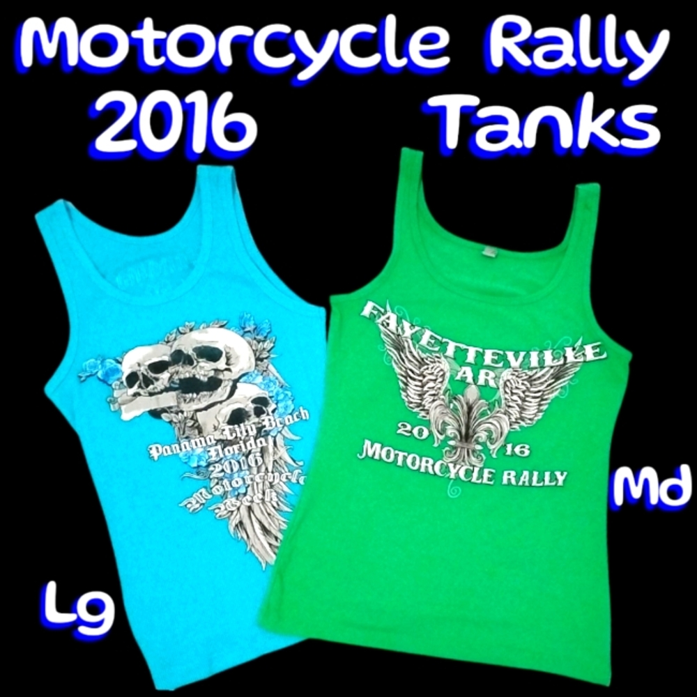 Motorcycle Rally 16' Tanks Blue and Green